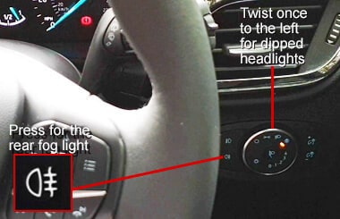 Ford Fiesta rear fog light controls